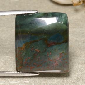 Héliotrope vert naturelle baguette, 21,40 ct, opaque