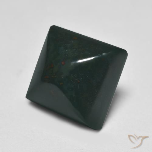 Pierre de sang Vert foncé naturelle Carré, 6.05 ct, Opaque