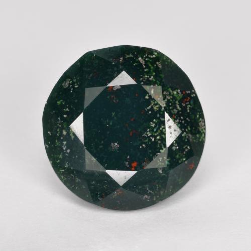 Pierre de sang Vert foncé naturelle Coupe roude, 5.05 ct, Opaque