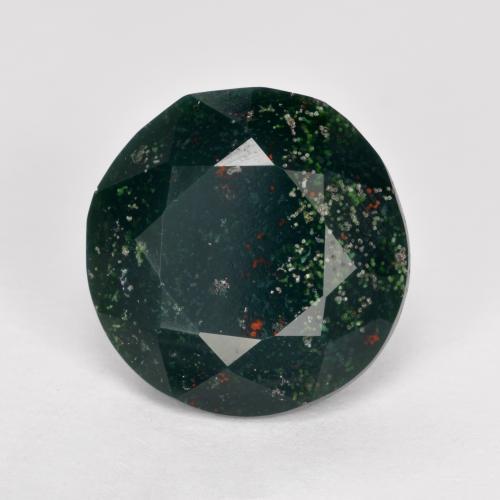 Pierre de sang Vert foncé naturelle Coupe roude, 5.05 ct, Opaque