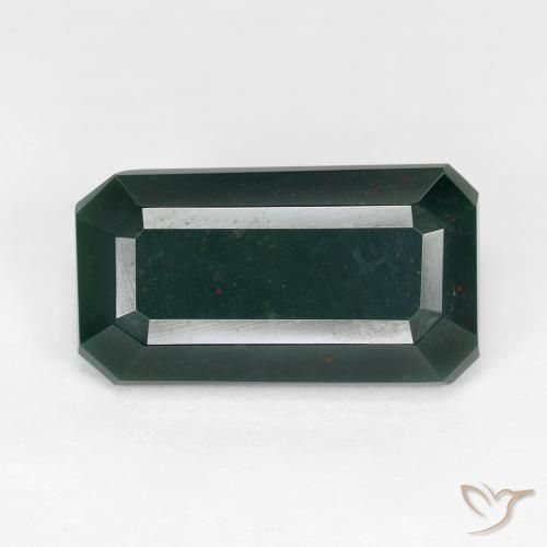 6.54ct Naturel Vert foncé Pierre de sang, Taille émeraude, Opaque