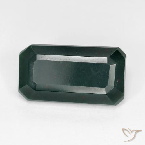Pierre de sang Vert foncé naturelle Octogone / coupe Émeraude, 6.54 ct, Opaque