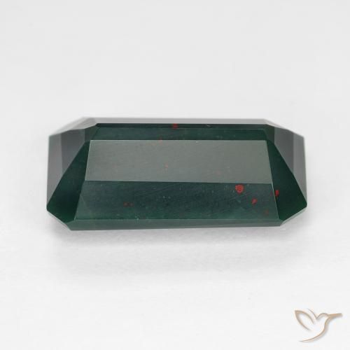 Pierre de sang Vert foncé naturelle Octogone / coupe Émeraude, 6.54 ct, Opaque