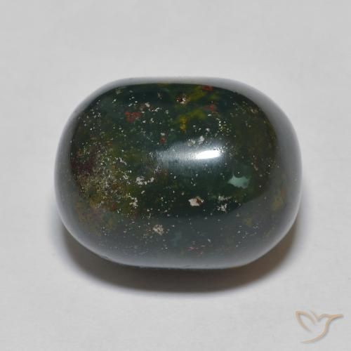15.81ct Naturel Forêt verte Pierre de sang, ovale, Opaque