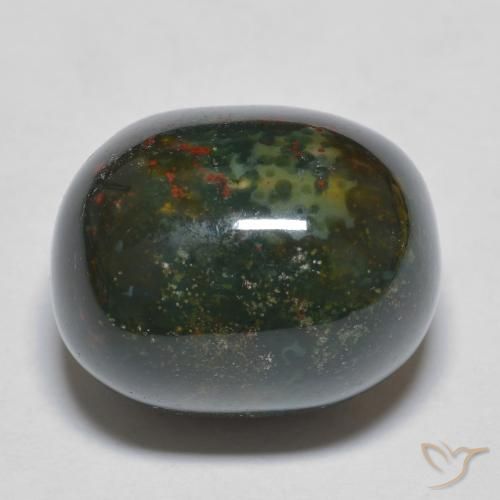Pierre de sang Vert et rouge naturelle ovale, 21.64 ct, Opaque