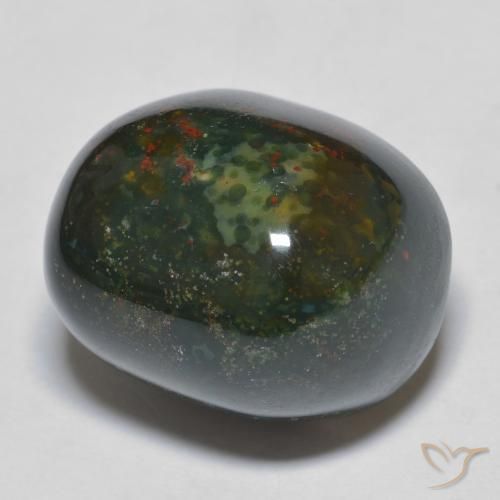 Pierre de sang Vert et rouge naturelle ovale, 21.64 ct, Opaque
