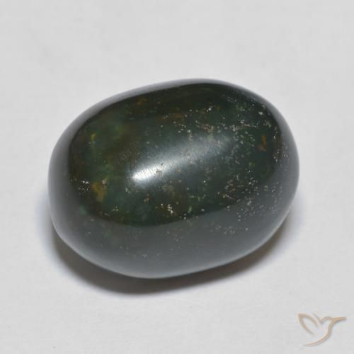 Pierre de sang Vert foncé naturelle ovale, 12.54 ct, Opaque