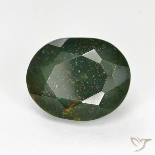 Pierre de sang Forêt verte naturelle ovale, 6.95 ct, Opaque