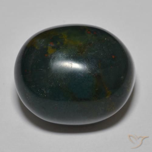 30.34ct Naturel Vert foncé moyen Pierre de sang, ovale, Opaque