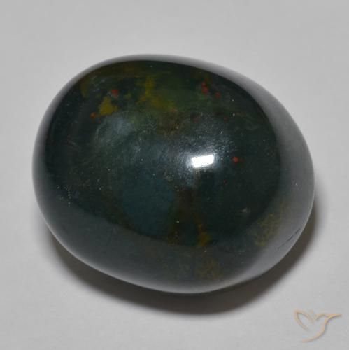 Pierre de sang Vert foncé moyen naturelle ovale, 30.34 ct, Opaque