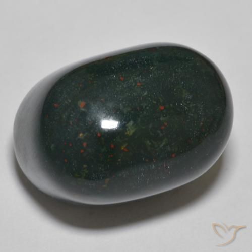 Pierre de sang Vert foncé moyen naturelle ovale, 37.19 ct, Opaque