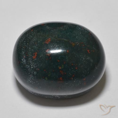 26.03ct Naturel Vert foncé moyen Pierre de sang, ovale, Opaque