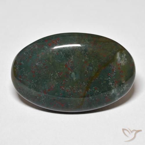 29.91ct Naturel Vert et rouge Pierre de sang, ovale, Opaque