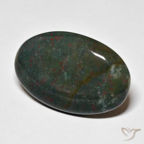 Pierre de sang Vert et rouge naturelle ovale, 29.91 ct, Opaque
