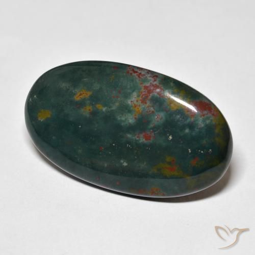 Pierre de sang Forêt verte naturelle ovale, 27.27 ct, Opaque