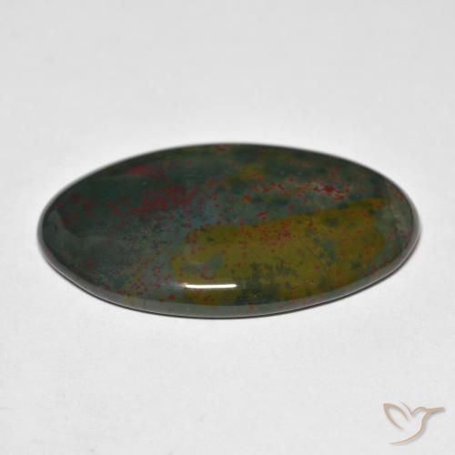 Pierre de sang Vert et rouge naturelle ovale, 29.70 ct, Opaque