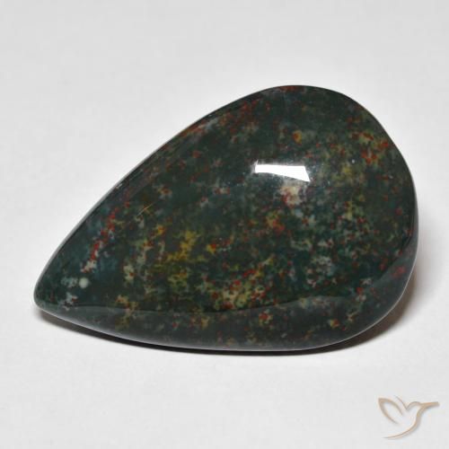 31.68ct Naturel Vert foncé Pierre de sang, En forme de poire, Opaque