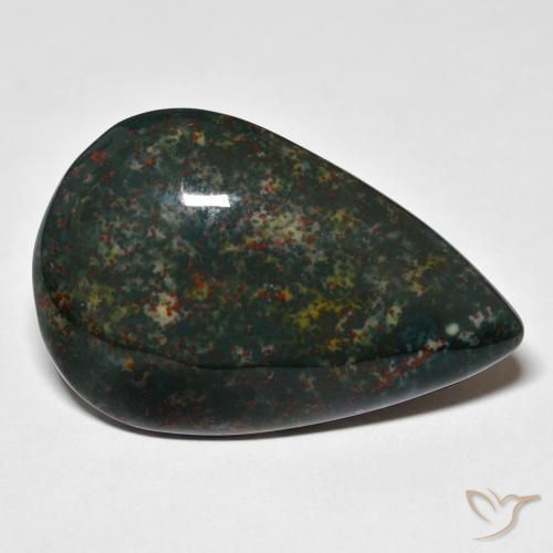 Pierre de sang Vert foncé naturelle En forme de poire, 31.68 ct, Opaque