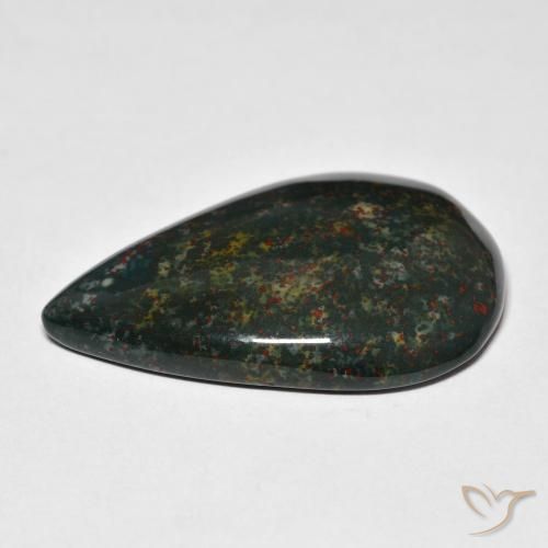 Pierre de sang Vert foncé naturelle En forme de poire, 31.68 ct, Opaque