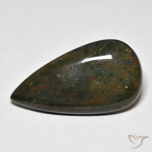 21.91ct Naturel Vert et rouge Pierre de sang, En forme de poire, Opaque