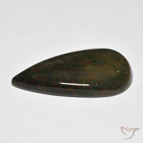 Pierre de sang Vert et rouge naturelle En forme de poire, 21.91 ct, Opaque