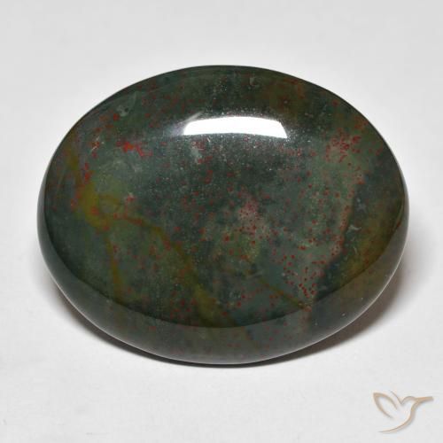 36.25ct Naturel Vert et rouge Pierre de sang, ovale, Opaque