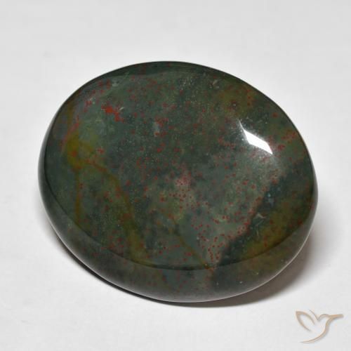 Pierre de sang Vert et rouge naturelle ovale, 36.25 ct, Opaque