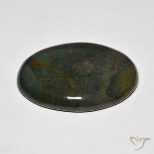 Pierre de sang Vert et rouge naturelle ovale, 36.25 ct, Opaque