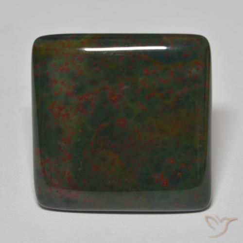 27.72ct Naturel Vert et rouge Pierre de sang, Carré, Opaque