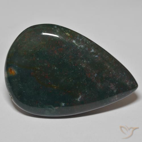 Pierre de sang Forêt verte naturelle En forme de poire, 67.25 ct, Opaque