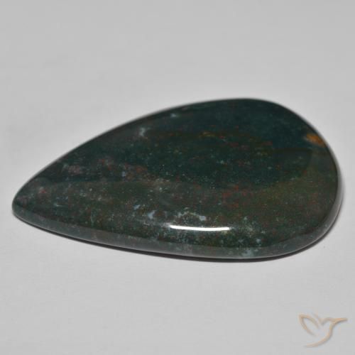 Pierre de sang Forêt verte naturelle En forme de poire, 67.25 ct, Opaque