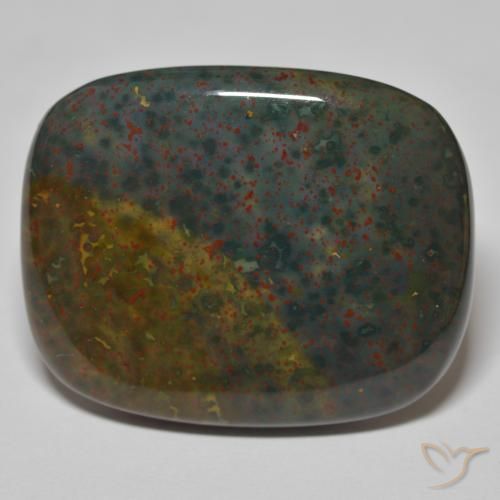 36.98ct Naturel Vert et rouge Pierre de sang, Coussin, Opaque