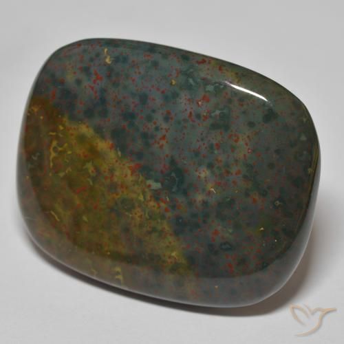 Pierre de sang Vert et rouge naturelle Coussin, 36.98 ct, Opaque