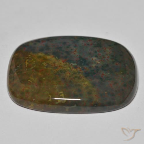 Pierre de sang Vert et rouge naturelle Coussin, 36.98 ct, Opaque