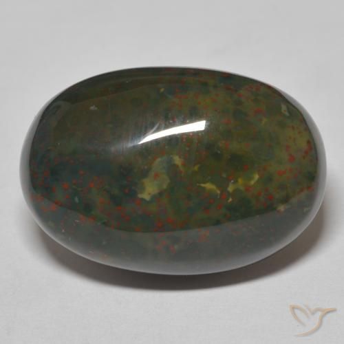 18.18ct Naturel Vert avec rouge Pierre de sang, ovale, Opaque