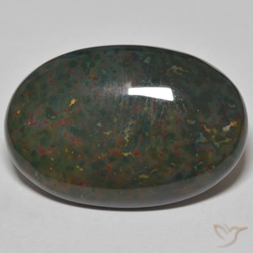 30.21ct Naturel Vert avec rouge Pierre de sang, ovale, Opaque