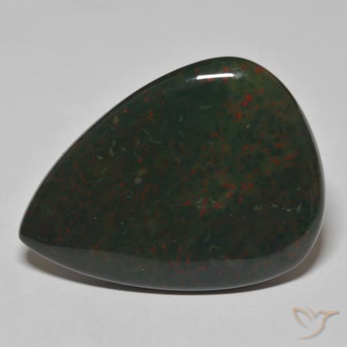 41.55ct Naturel Vert avec rouge Pierre de sang, En forme de poire, Opaque