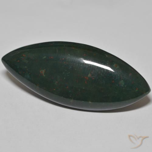 Pierre de sang Vert foncé naturelle Marquise, 49.29 ct, Opaque