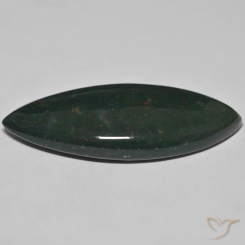 Pierre de sang Vert foncé naturelle Marquise, 49.29 ct, Opaque