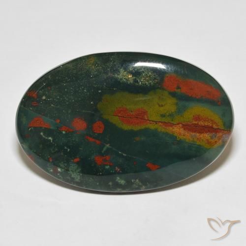 31.60ct Naturel Multicolore Pierre de sang, ovale, Opaque
