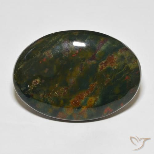 39.09ct Naturel Vert et rouge Pierre de sang, ovale, Opaque
