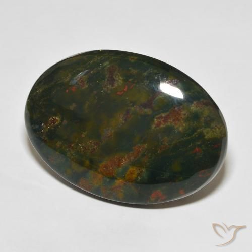 Pierre de sang Vert et rouge naturelle ovale, 39.09 ct, Opaque