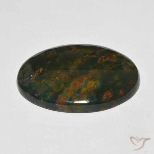 Pierre de sang Vert et rouge naturelle ovale, 39.09 ct, Opaque