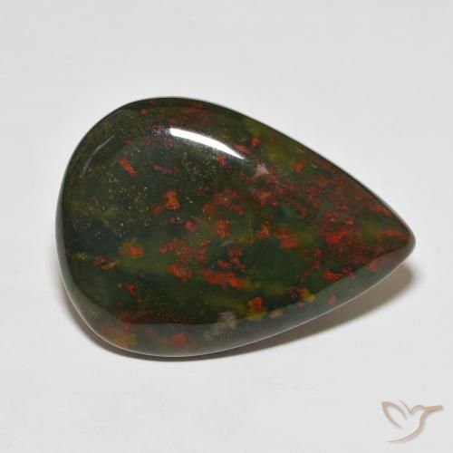 Pierre de sang Multicolore naturelle En forme de poire, 34.70 ct, Opaque