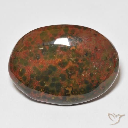 Pierre de sang Vert et rouge naturelle ovale, 28.08 ct, Opaque
