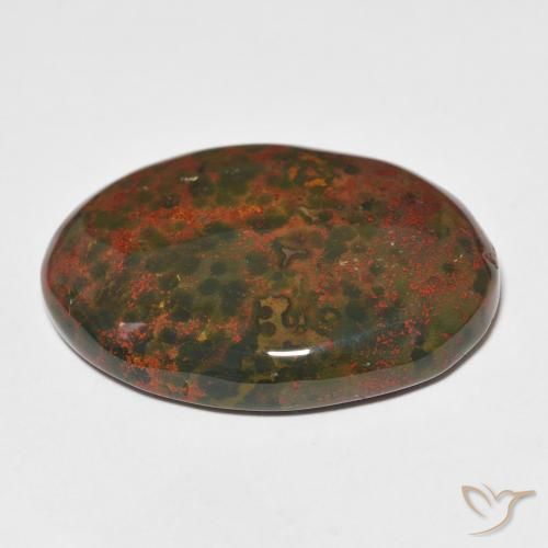 Pierre de sang Vert et rouge naturelle ovale, 28.08 ct, Opaque
