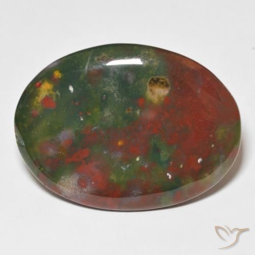 23.01ct Naturel Vert et rouge Pierre de sang, ovale, Opaque