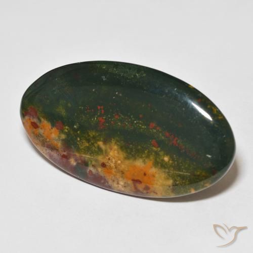Pierre de sang Vert et rouge naturelle ovale, 27.37 ct, Opaque