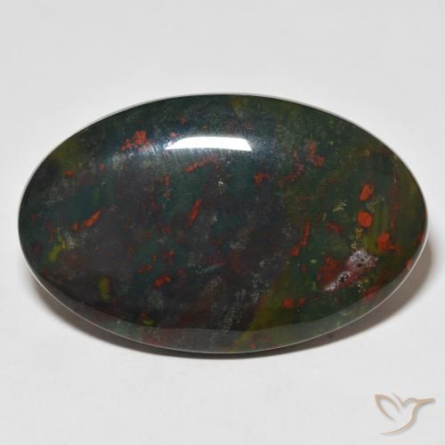 Pierre de sang Vert et rouge naturelle ovale, 34.27 ct, Opaque