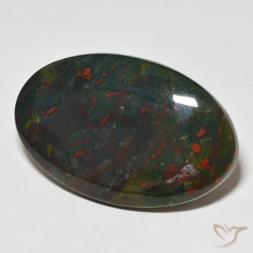 Pierre de sang Vert et rouge naturelle ovale, 34.27 ct, Opaque